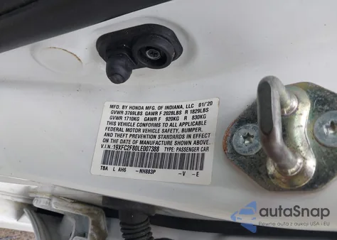 2020 Honda Civic Sport из США, поврежденный, VIN 19XFC2F80LE007388